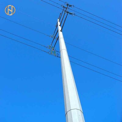 買う 33kV/66kV Q355B HDG 八角形鋼管電柱、架空送電線用30FT/40FTスリップジョイントモノポール、ISO 1461 online manufacture